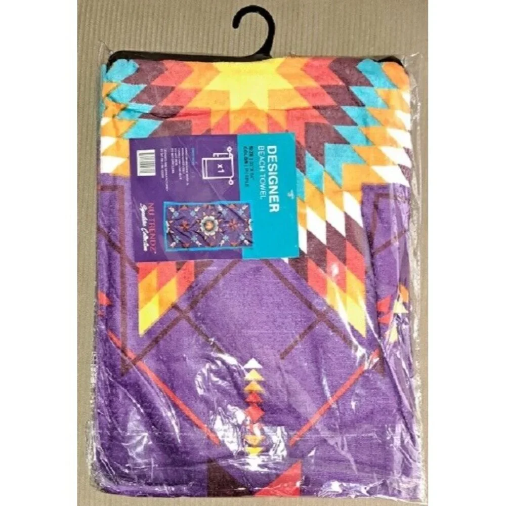 New Star Purple Oversized Bath Beach Pool Gift Towel Native Southwest Decor NIP